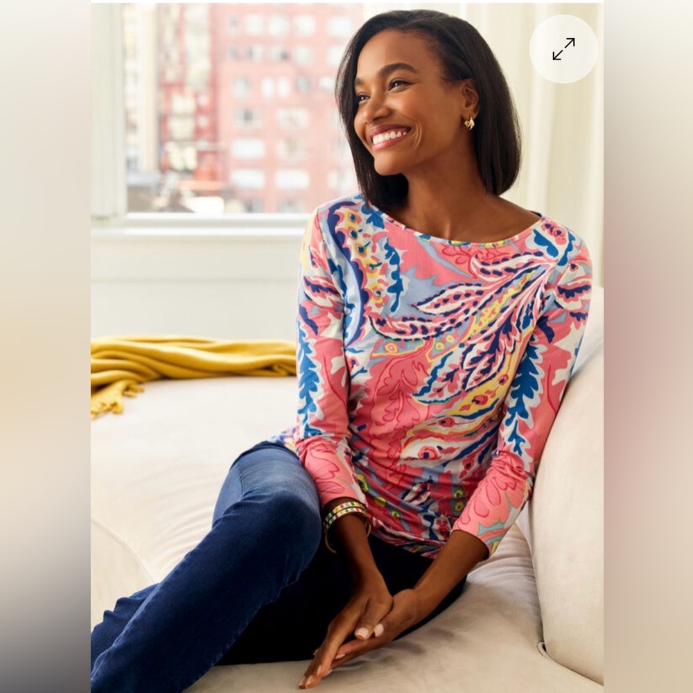 Talbots Cotton Bateau Neck Top
